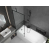 Mexen Vega rectangular bathtub 150 x 70 cm with casing and 1-wing screen 70 cm, black pattern - 550115070X9507007070