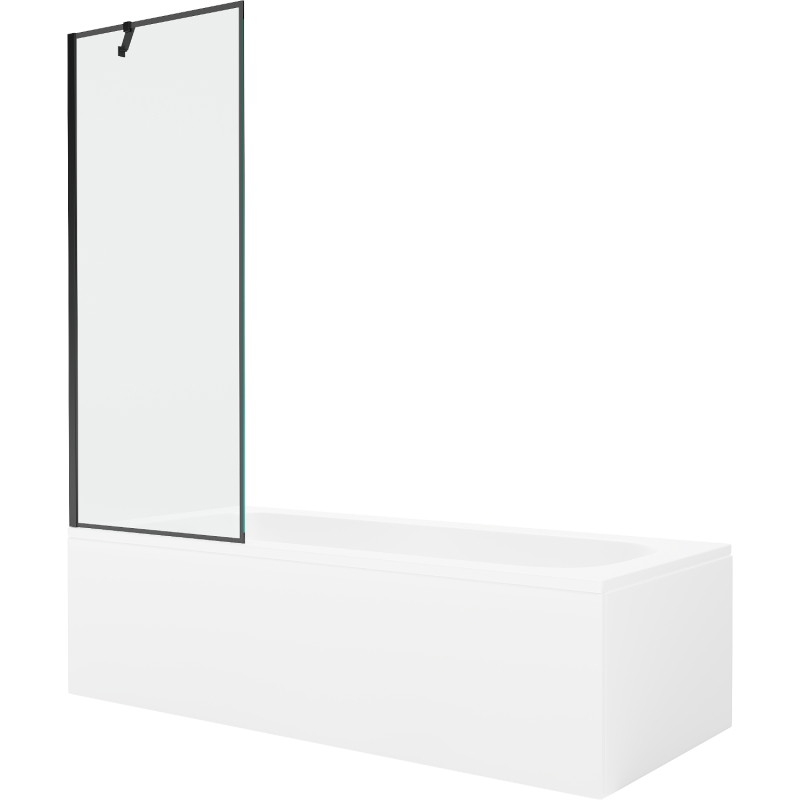 Mexen Vega rectangular bathtub 150 x 70 cm with enclosure and 1-panel screen 70 cm, black pattern - 550115070X9507007070