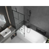Mexen Vega rectangular bathtub 150 x 70 cm with casing and 1-wing screen 70 cm, black pattern - 550115070X9507007077