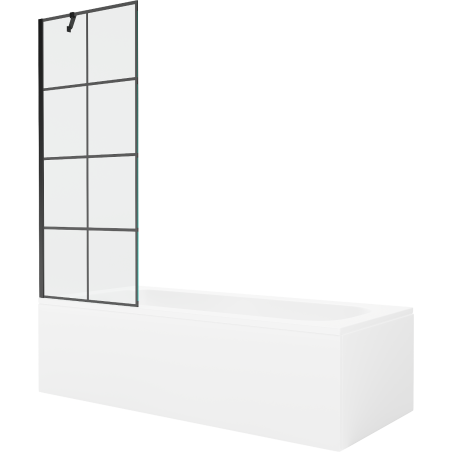 Mexen Vega rectangular bath 150 x 70 cm with enclosure and 1-panel screen 70 cm, black pattern - 550115070X9507007077