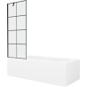 Mexen Vega rectangular bathtub 150 x 70 cm with casing and 1-wing screen 70 cm, black pattern - 550115070X9507007077