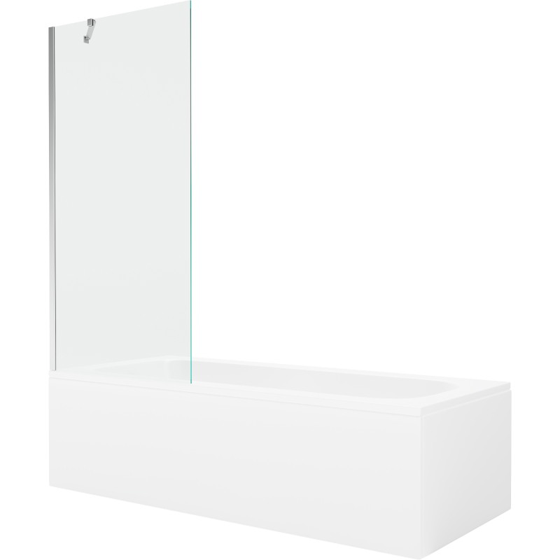 Mexen Vega Rectangular Bathtub 150 x 70 cm with Casing and 1-Panel Screen 80 cm, Transparent, Chrome - 550115070X9508000001
