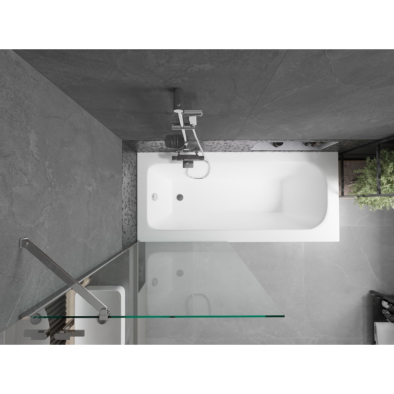 Mexen Vega Rectangular Bathtub 150 x 70 cm with Casing and 1-Panel Screen 80 cm, Transparent, Chrome - 550115070X9508000001