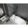 Mexen Vega rectangular bathtub 150 x 70 cm with casing and single-panel screen 80 cm, black pattern - 550115070X9508007077