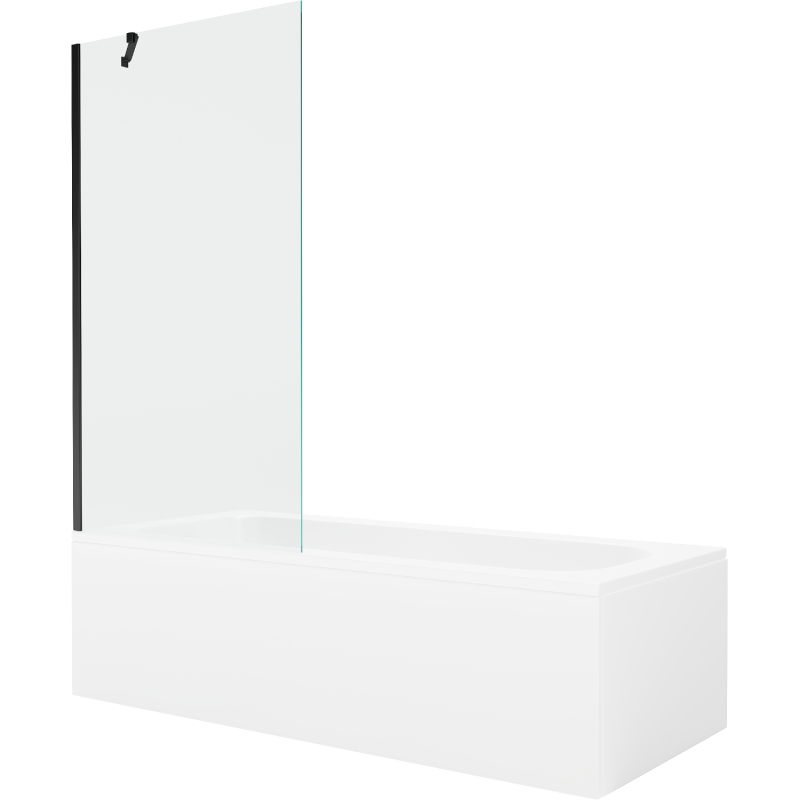 Mexen Vega 150 x 70 cm rectangular bathtub with panels and a 1-wing screen 90 cm, transparent, black - 550115070X9509000070