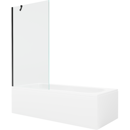 Mexen Vega 150 x 70 cm rectangular bathtub with panels and a 1-wing screen 90 cm, transparent, black - 550115070X9509000070