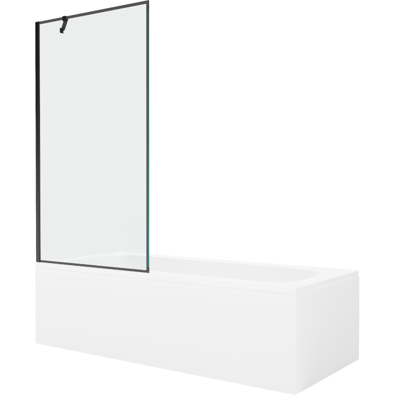 Mexen Vega rectangular bathtub 150 x 70 cm with casing and 1-wing screen 90 cm, black pattern - 550115070X9509007070