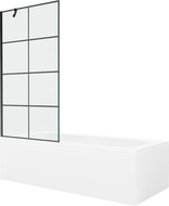 Mexen Vega rectangular bathtub 150 x 70 cm with casing and 1-winged screen 90 cm, black pattern - 550115070X9509007077