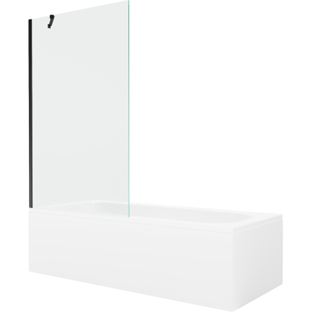 Mexen Vega 150 x 70 cm rectangular bathtub with panels and a 1-wing screen 100 cm, transparent, black - 550115070X9510000070