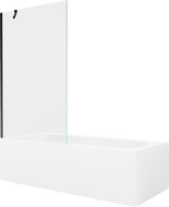 Mexen Vega rectangular bath 150 x 70 cm with casing and 1-leaf screen 100 cm, transparent, black - 550115070X9510000070