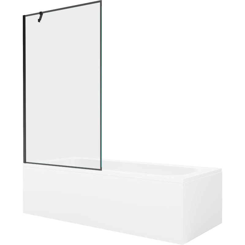 Mexen Vega 150 x 70 cm rectangular bathtub with panels and a 1-wing screen 100 cm, black pattern - 550115070X9510007070