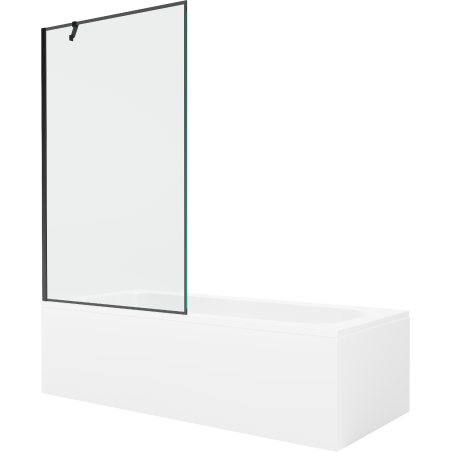 Mexen Vega 150 x 70 cm rectangular bathtub with panels and a 1-wing screen 100 cm, black pattern - 550115070X9510007070