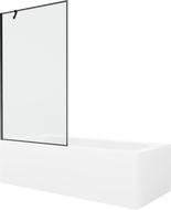 Mexen Vega 150 x 70 cm rectangular bathtub with panels and a 1-wing screen 100 cm, black pattern - 550115070X9510007070