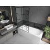 Mexen Vega 150 x 70 cm rectangular bathtub with panels and a 1-wing screen 100 cm, black pattern - 550115070X9510007077