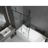 Mexen Vega 150 x 70 cm rectangular bathtub with panels and a 1-wing screen 100 cm, black pattern - 550115070X9510007077