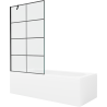 Mexen Vega 150 x 70 cm rectangular bathtub with panels and a 1-wing screen 100 cm, black pattern - 550115070X9510007077