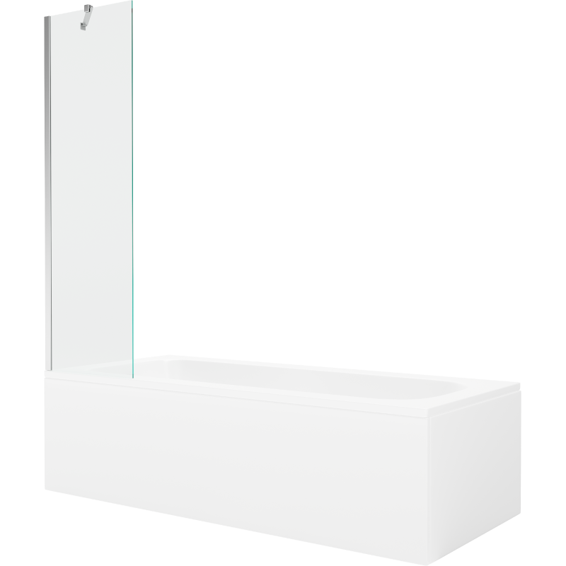 Mexen Vega 160 x 70 cm rectangular bathtub with panels and a 1-wing screen 50 cm, transparent, chrome - 550116070X9505000001