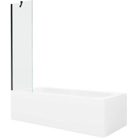 Mexen Vega rectangular bathtub 160 x 70 cm with casing and 1-wing screen 50 cm, transparent, black - 550116070X9505000070