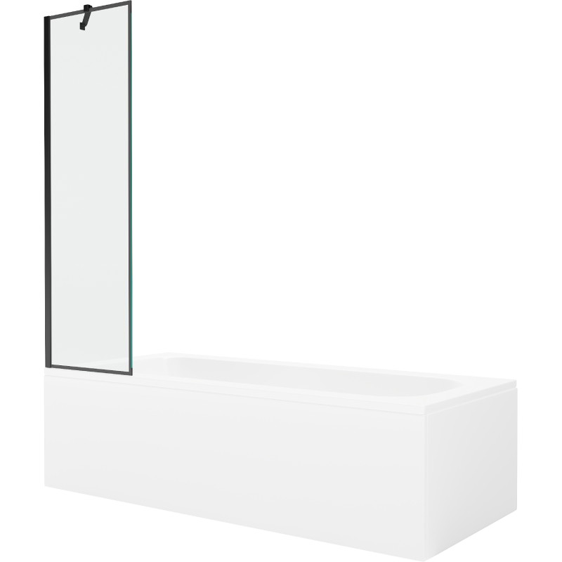 Mexen Vega rectangular bathtub 160 x 70 cm with enclosure and 1-leaf screen 50 cm, black pattern - 550116070X9505007070