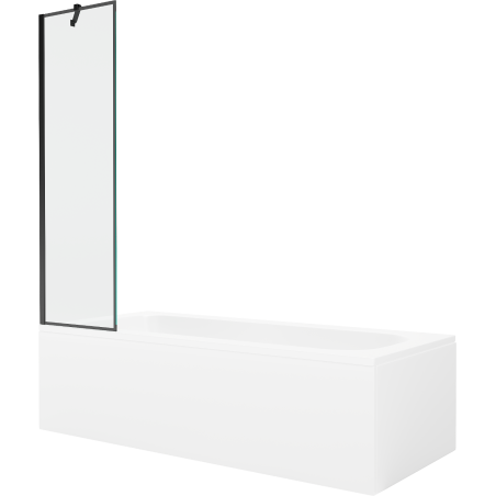 Mexen Vega 160 x 70 cm rectangular bathtub with panels and a 1-wing screen 50 cm, black pattern - 550116070X9505007070