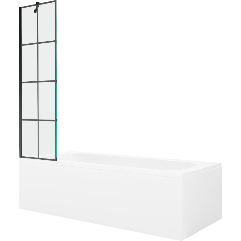 Mexen Vega rectangular bath 160 x 70 cm with casing and 1-wing screen 50 cm, black pattern - 550116070X9505007077