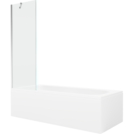 Mexen Vega 160 x 70 cm rectangular bathtub with panels and a 1-wing screen 60 cm, transparent, chrome - 550116070X9506000001