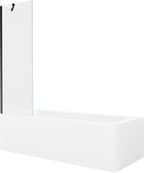 Mexen Vega rectangular bathtub 160 x 70 cm with casing and single-panel screen 60 cm, transparent, black - 550116070X9506000070