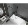 Mexen Vega rectangular bathtub 160 x 70 cm with casing and 1-leaf screen 60 cm, black pattern - 550116070X9506007070