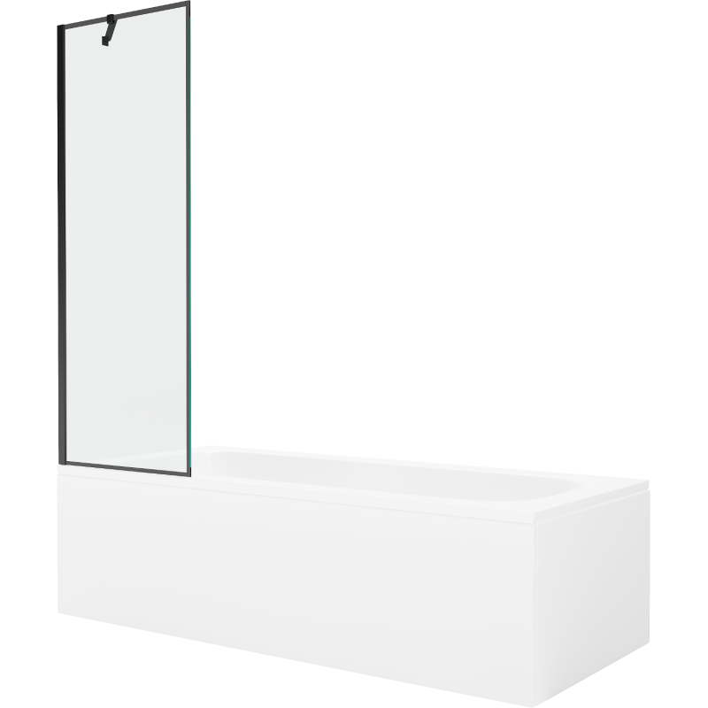 Mexen Vega rectangular bathtub 160 x 70 cm with casing and 1-leaf screen 60 cm, black pattern - 550116070X9506007070