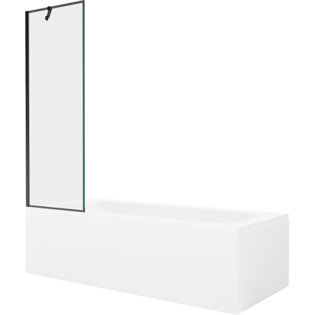 Mexen Vega rectangular bathtub 160 x 70 cm with casing and 1-leaf screen 60 cm, black pattern - 550116070X9506007070