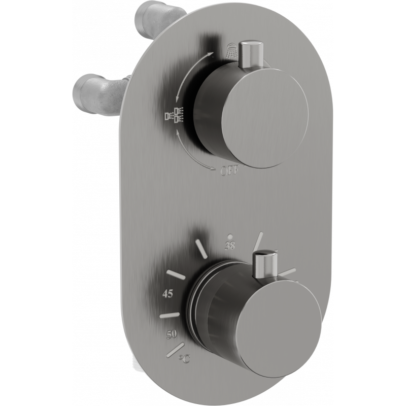 Mexen Kai 3-outlet thermostatic bathtub and shower mixer tap, Graphite - 77602-66