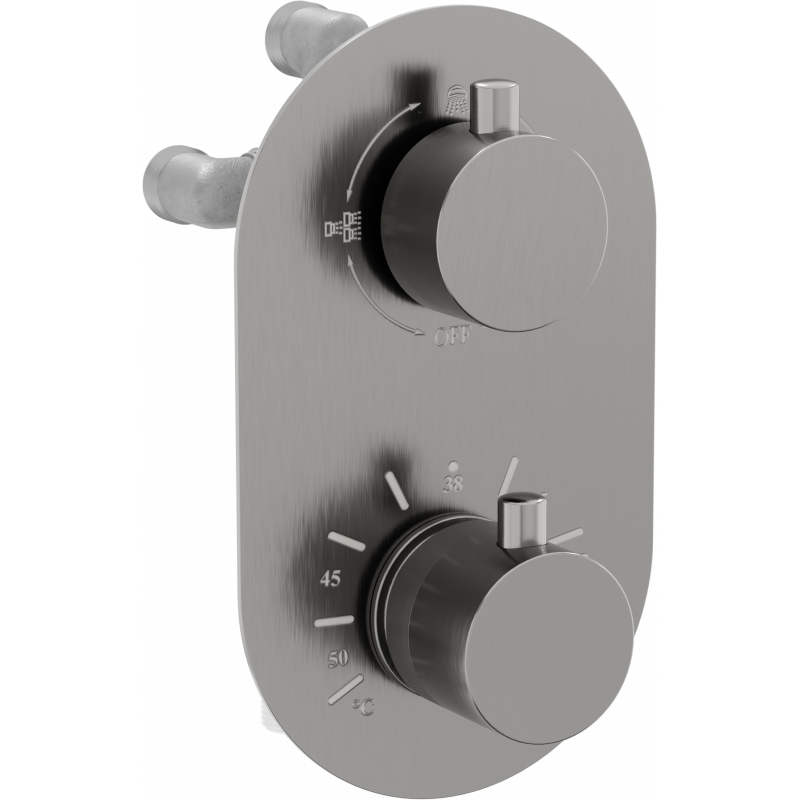 Mexen Kai thermostatic bath-shower mixer with 3 outlets, graphite - 77602-66