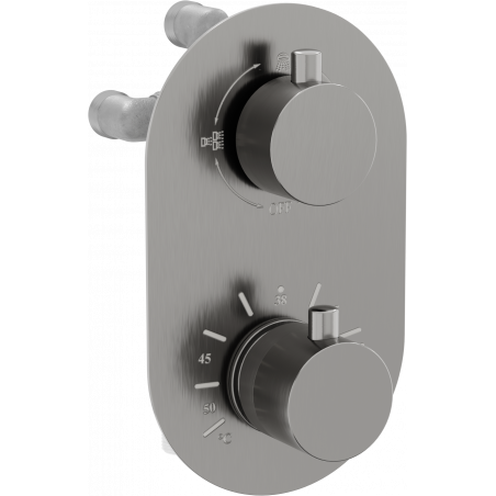Mexen Kai 3-outlet thermostatic bathtub and shower mixer tap, Graphite - 77602-66