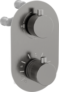 Mexen Kai 3-outlet thermostatic bathtub and shower mixer tap, Graphite - 77602-66