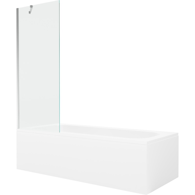 Mexen Vega rectangular bathtub 160 x 70 cm with casing and 1-wing screen 70 cm, transparent, chrome - 550116070X9507000001