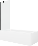 Mexen Vega rectangular bathtub 160 x 70 cm with casing and single-leaf screen 70 cm, transparent, black - 550116070X9507000070