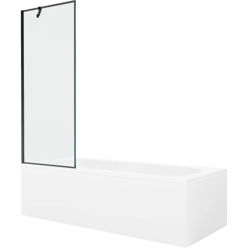 Mexen Vega 160 x 70 cm rectangular bathtub with panels and a 1-wing screen 70 cm, black pattern - 550116070X9507007070