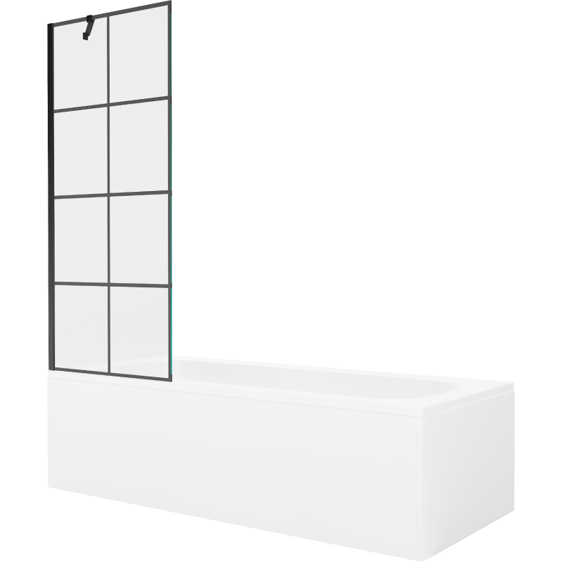 Mexen Vega rectangular bath 160 x 70 cm with casing and 1-wing screen 70 cm, black pattern - 550116070X9507007077