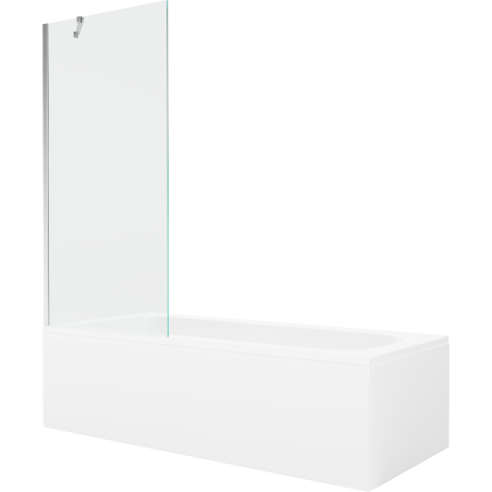 Mexen Vega rectangular bathtub 160 x 70 cm with casing and 1-wing screen 80 cm, transparent, chrome - 550116070X9508000001