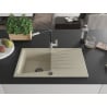 Mexen Cesar 1-bowl Granite Sink with Drainer and Flora Kitchen Tap, Beige - 6514-69-670401-07-B