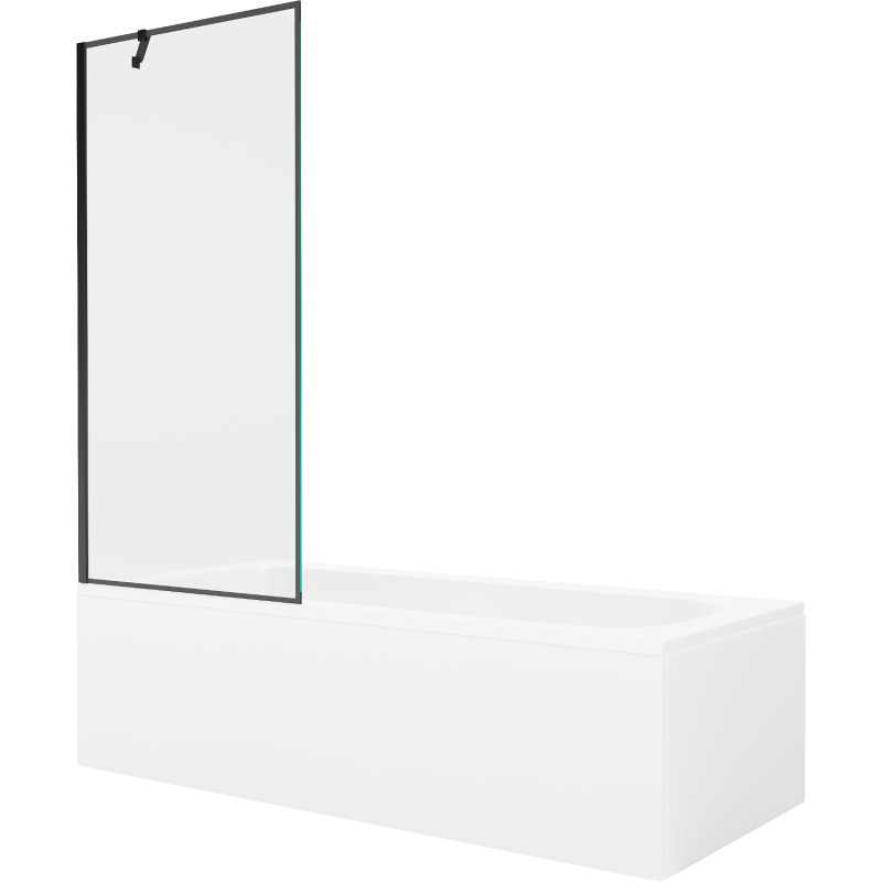 Mexen Vega rectangular bath 160 x 70 cm with casing and 1-wing screen 80 cm, black pattern - 550116070X9508007070