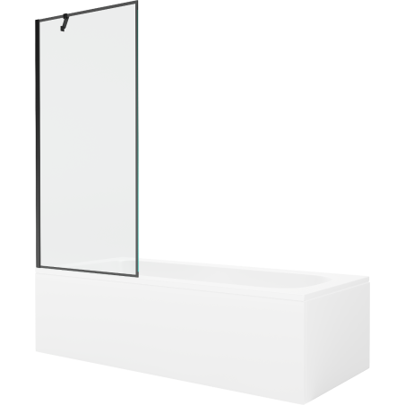 Mexen Vega rectangular bath 160 x 70 cm with casing and 1-wing screen 80 cm, black pattern - 550116070X9508007070