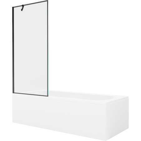 Mexen Vega rectangular bathtub 160 x 70 cm with enclosure and 1-winged screen 80 cm, black pattern - 550116070X9508007070