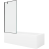 Mexen Vega rectangular bathtub 160 x 70 cm with enclosure and 1-wing screen 80 cm, black pattern - 550116070X9508007070