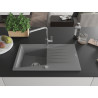 Mexen Cesar 1-bowl granite sink with drainer and Flora kitchen faucet, gray - 6514-71-670401-00