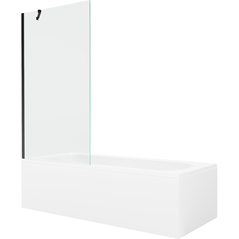 Mexen Vega 160 x 70 cm rectangular bathtub with panels and a 1-wing screen 90 cm, transparent, black - 550116070X9509000070