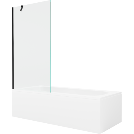 Mexen Vega rectangular bathtub 160 x 70 cm with casing and 1-wing screen 90 cm, transparent, black - 550116070X9509000070