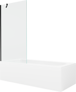 Mexen Vega Rectangular bathtub 160 x 70 cm with casing and 1-wing screen 90 cm, transparent, black - 550116070X9509000070