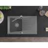 Mexen Cesar 1-compartment granite sink with a drip tray and kitchen mixer tap Flora, Grey - 6514-71-670401-06