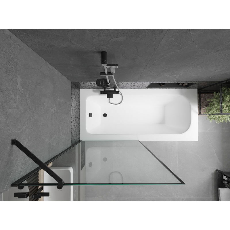 Mexen Vega rectangular bath 160 x 70 cm with casing and 1-panel screen 90 cm, black pattern - 550116070X9509007070